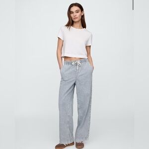 Gap High Rise Pull-On Railroad Stripe Wide-Leg Mom Jeans NWT Large